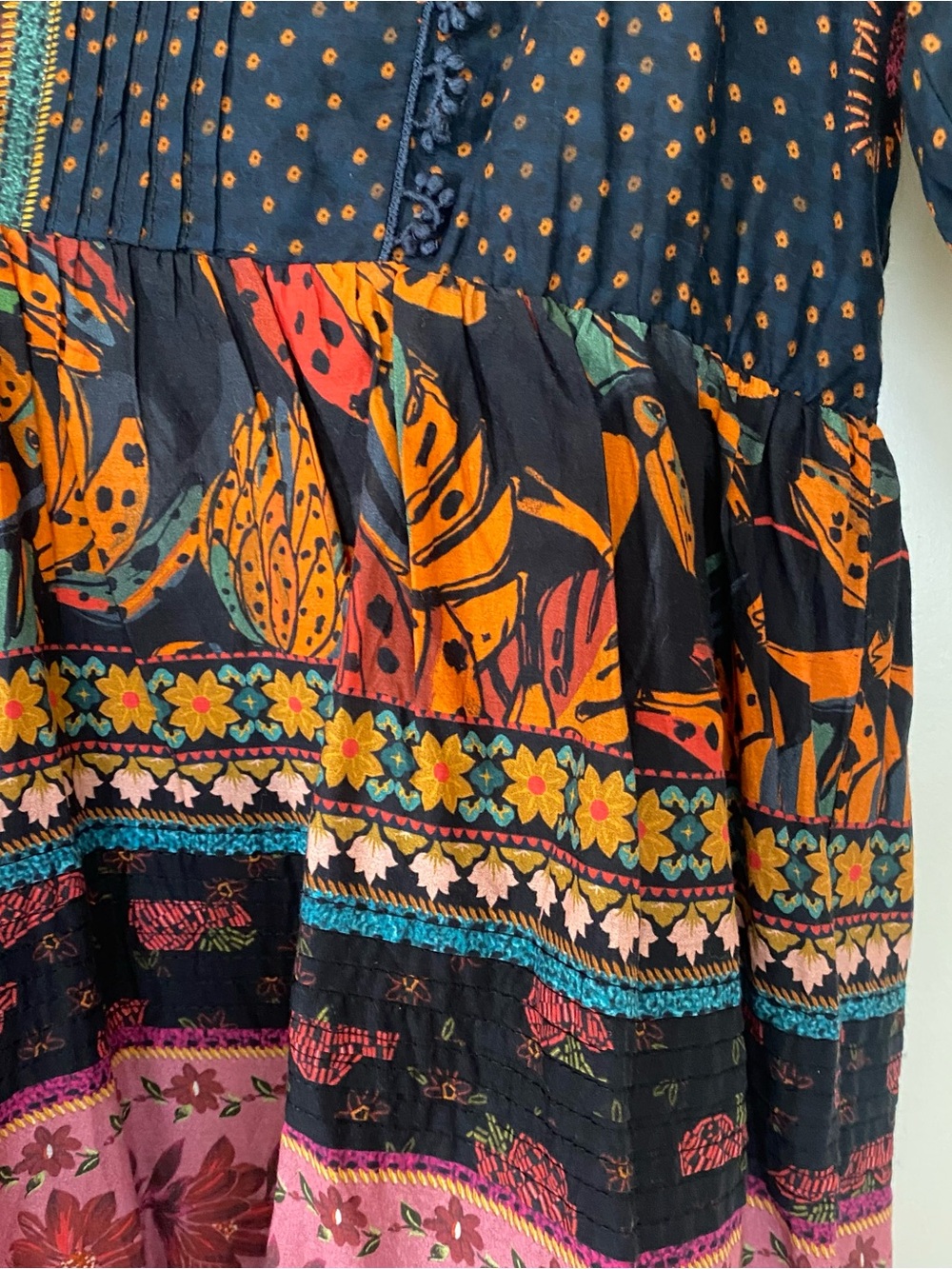 FARM Rio Multicolor Floral-Print Mini Dress — Navy, Pink, Orange - Picture 11 of 12